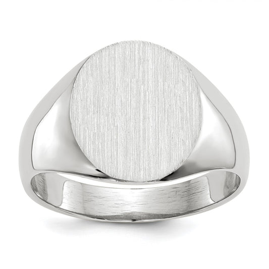 14k White Gold 12.5x12.0mm Closed Back Signet Ring