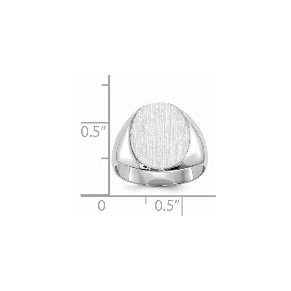 14k White Gold 13.5x12.5mm Closed Back Signet Ring