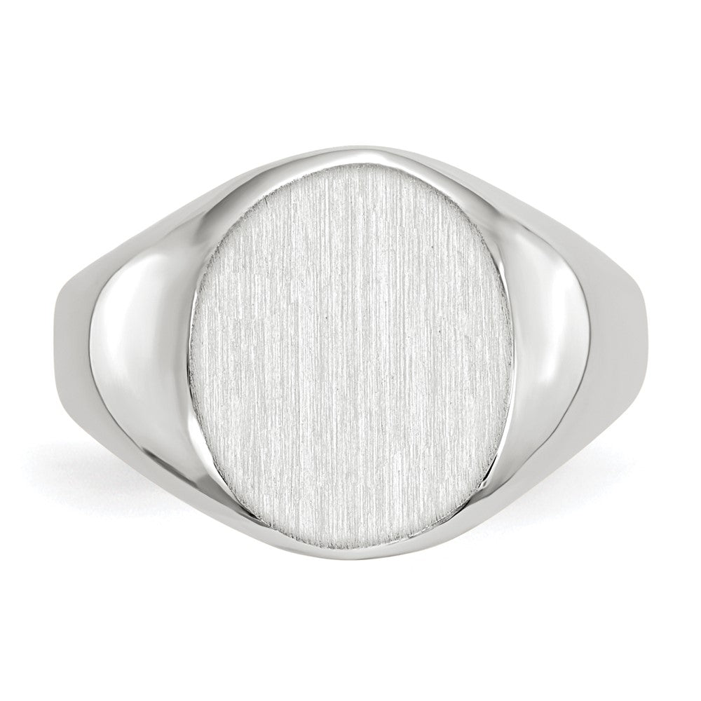 14k White Gold 12.5x11.0mm Open Back Signet Ring