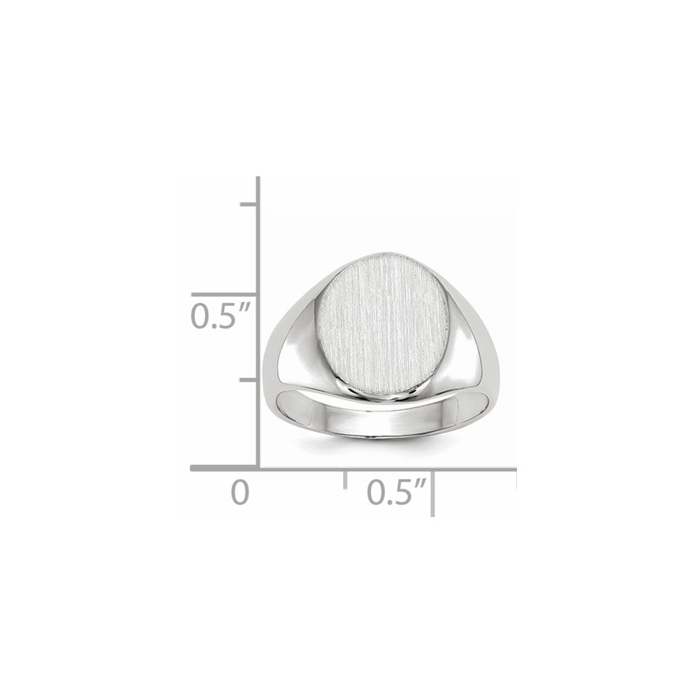 14k White Gold 12.5x11.0mm Open Back Signet Ring