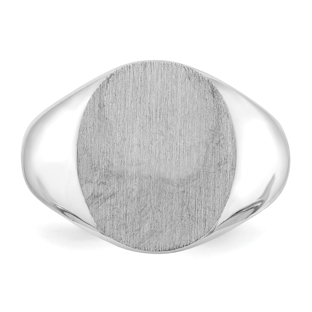 14k White Gold 14.0x13.5mm Closed Back Signet Ring