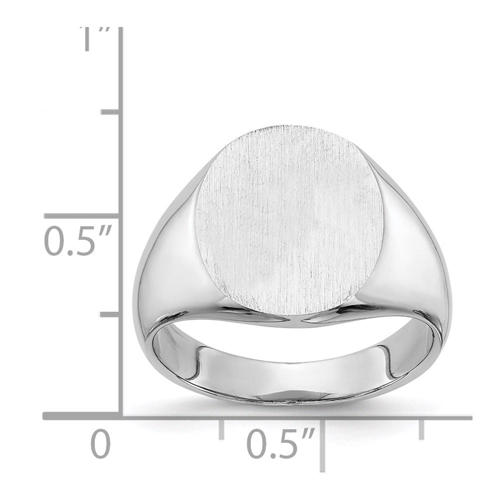 14k White Gold 14.0x13.5mm Closed Back Signet Ring