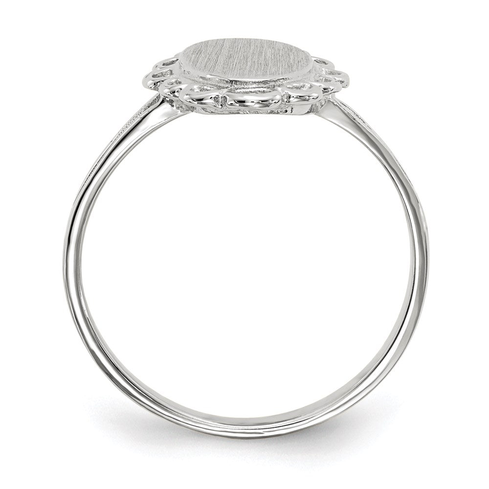 14k White Gold 13.0x6.5mm Open Back Signet Ring