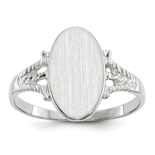 14k White Gold 13.5x8.5mm Closed Back Signet Ring