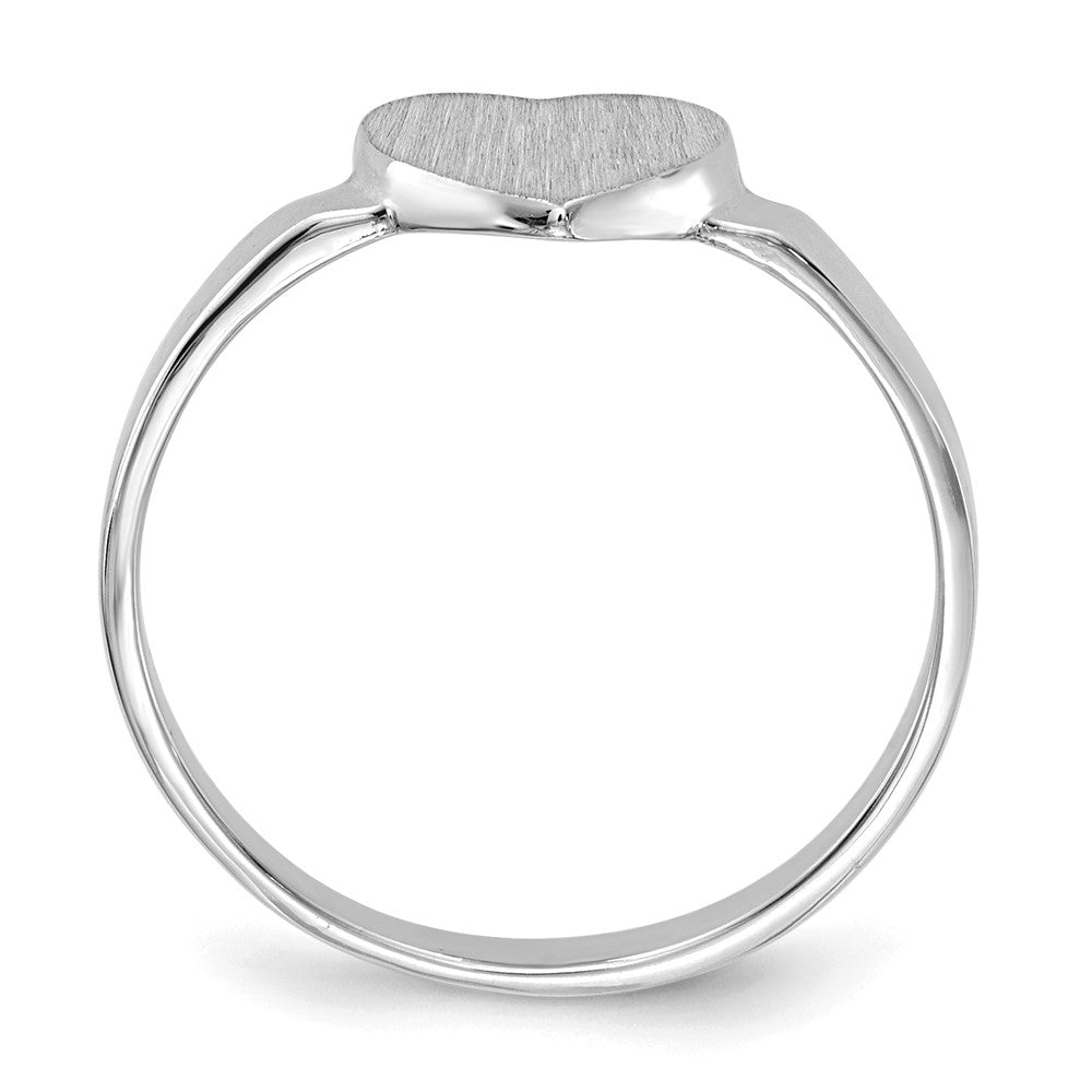 14k White Gold 7.0x6.0mm Open Back Heart Signet Ring