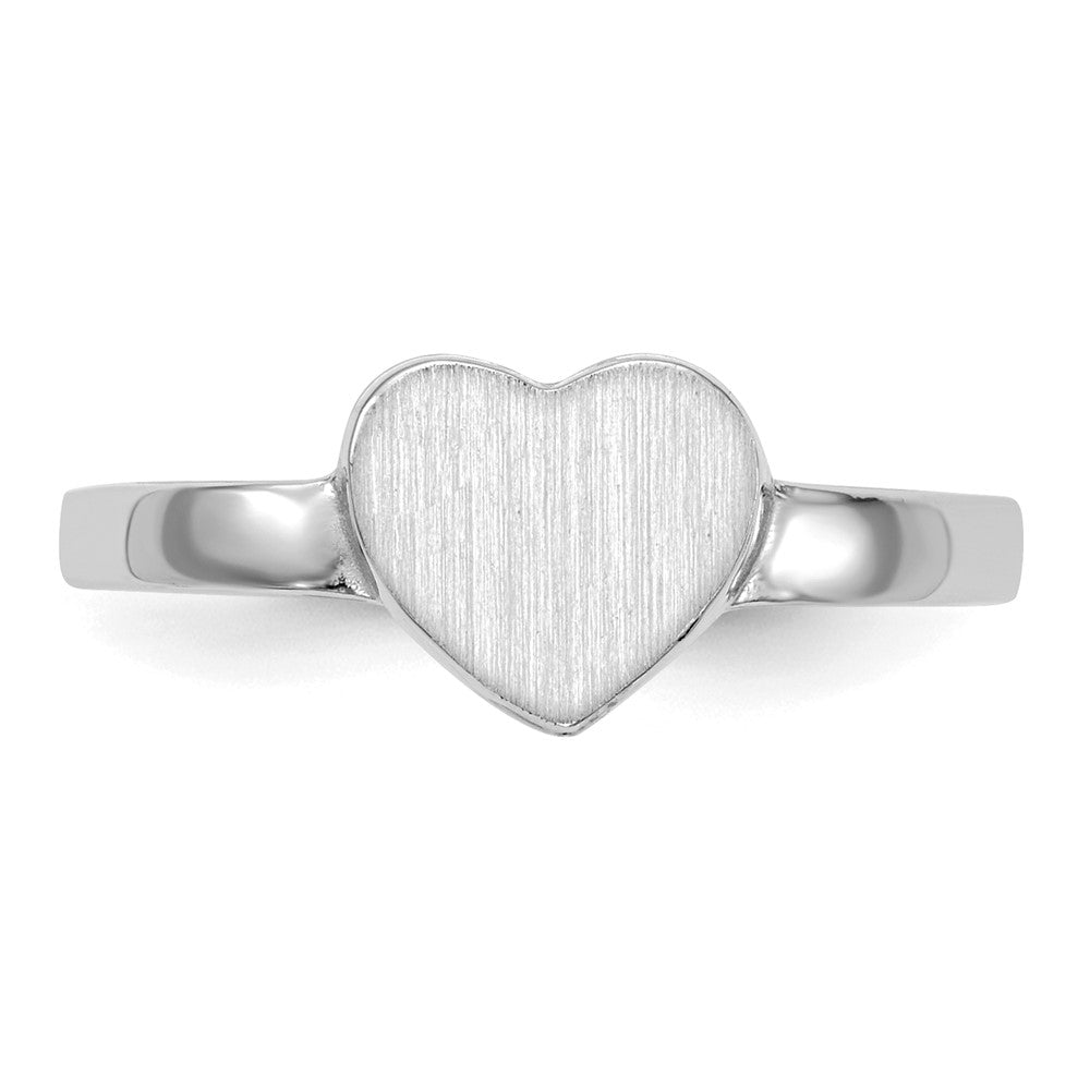 14k White Gold 7.0x6.0mm Open Back Heart Signet Ring