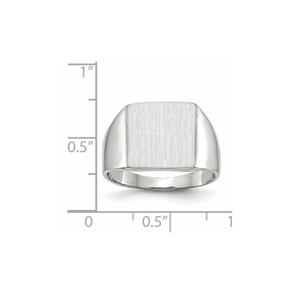 14k White Gold 13.0x13.0mm Closed Back Signet Ring