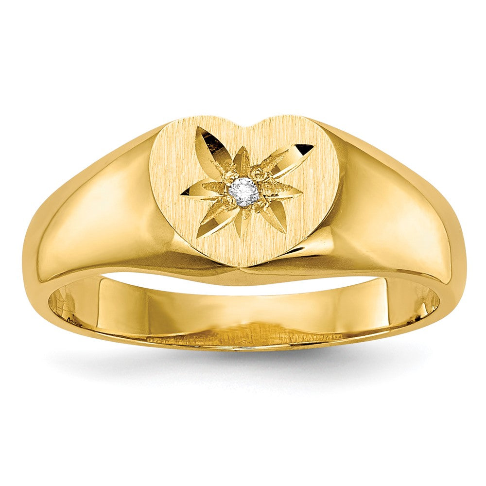 14K Yellow Gold A Real Diamond signet ring