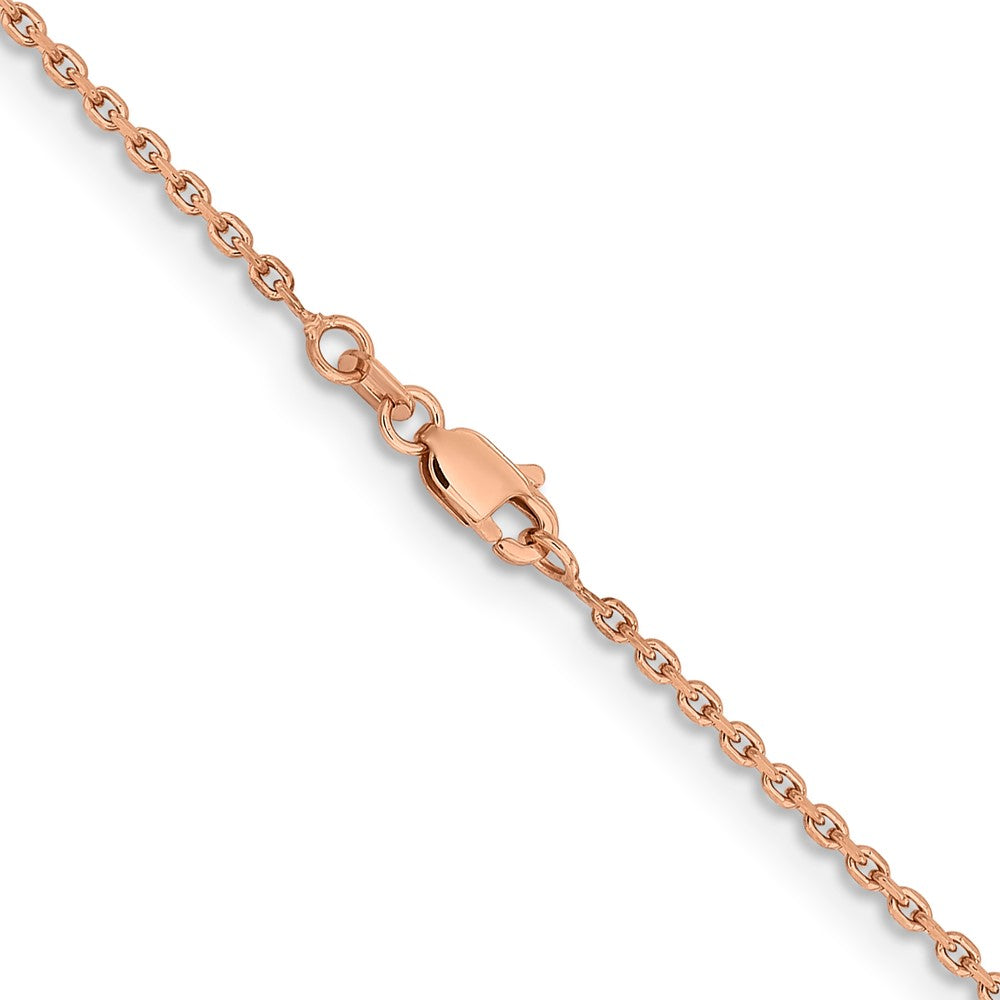 14K Rose Gold 24 inch 1.65mm Diamond-cut Cable with Lobster Clasp Chain Necklace