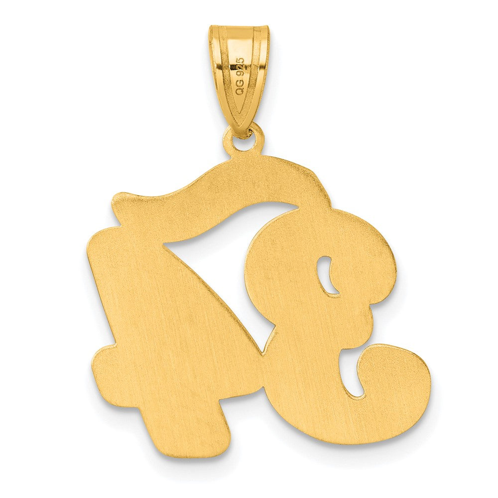 14k Yellow Gold Brushed Border Script Number 34 Pendant