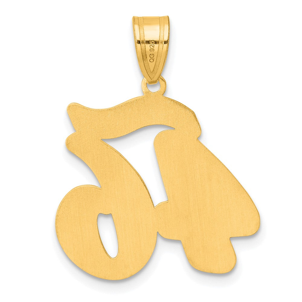 14k Yellow Gold Brushed  Border Script Number 46 Pendant