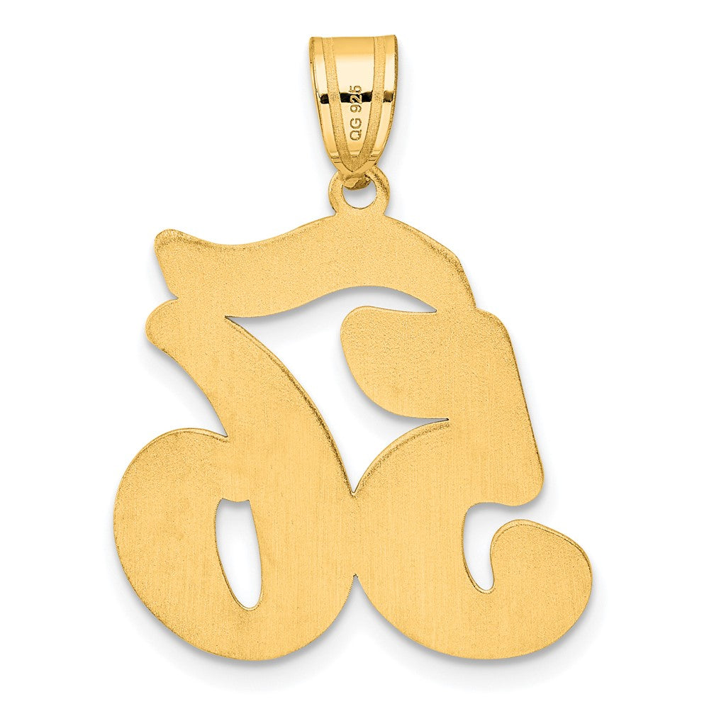 14k Yellow Gold Brushed Border Script Number 56 Pendant