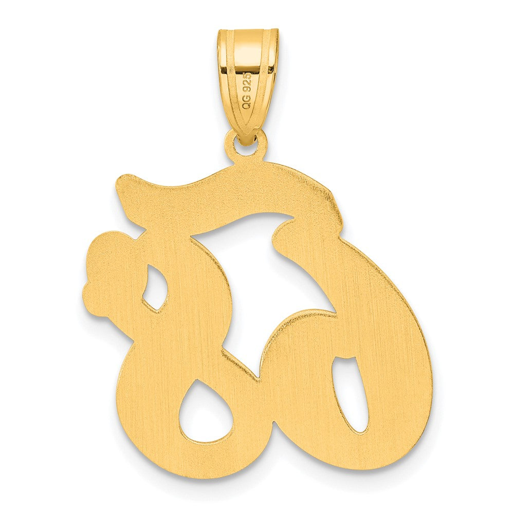 14k Yellow Gold Brushed Border Script Number 68 Pendant