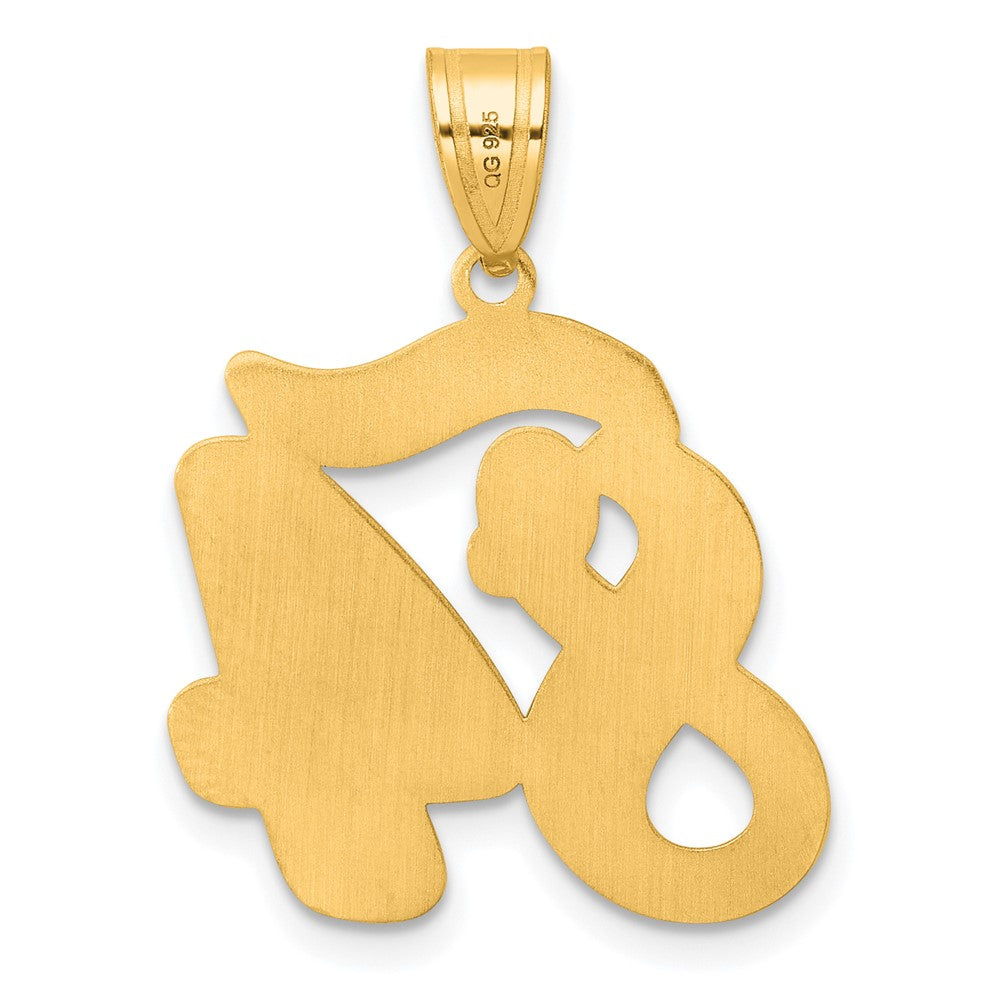 14k Yellow Gold Brushed Border Script Number 84 Pendant