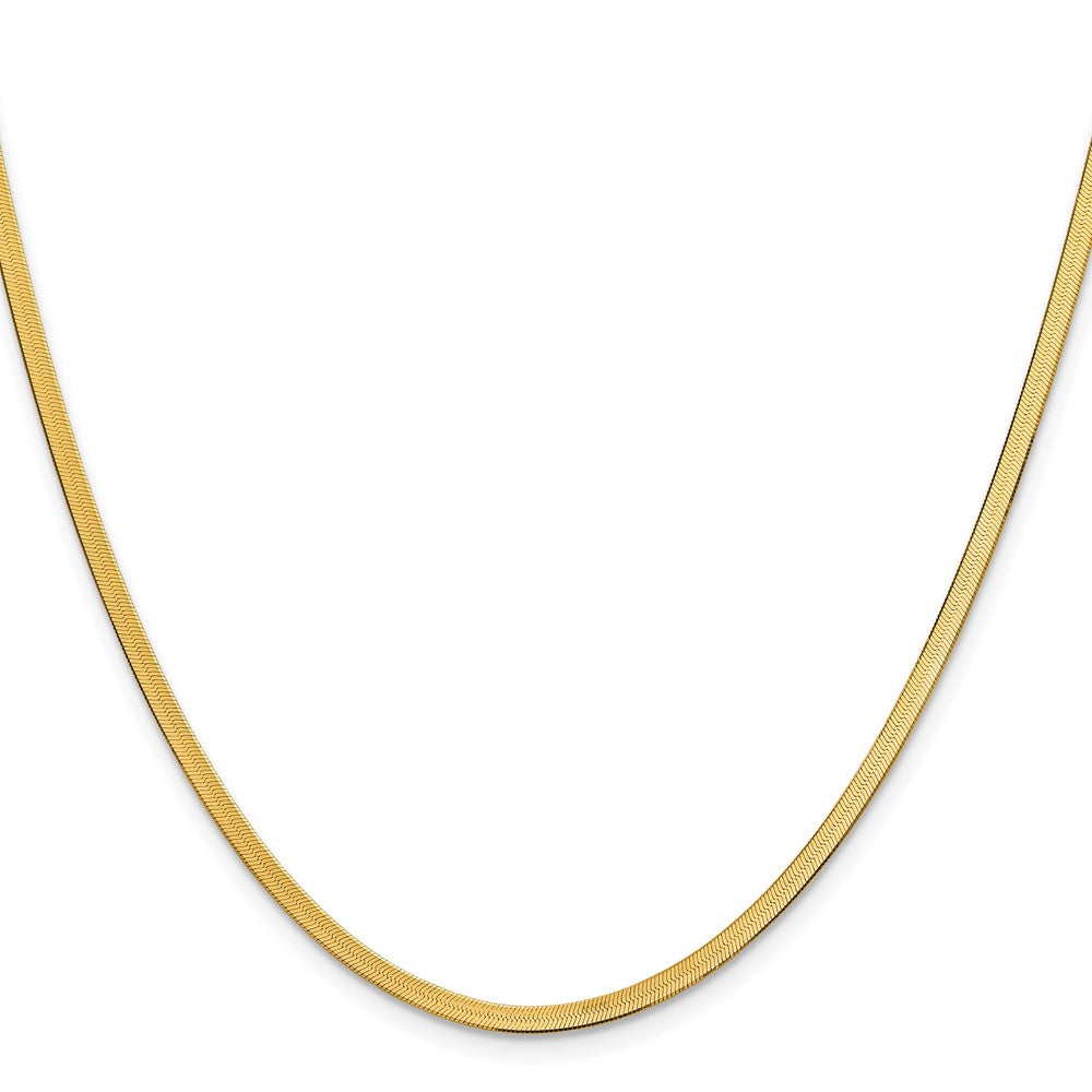 14K Yellow Gold 2.5mm Silky Herringbone Chain Necklace