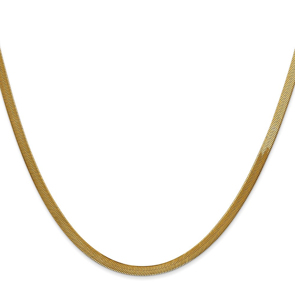 14K Yellow Gold 18 inch 3mm Silky Herringbone with Lobster Clasp Chain Necklace