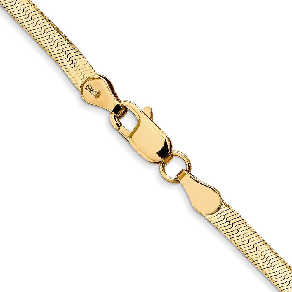 14K Yellow Gold 18 inch 3mm Silky Herringbone with Lobster Clasp Chain Necklace