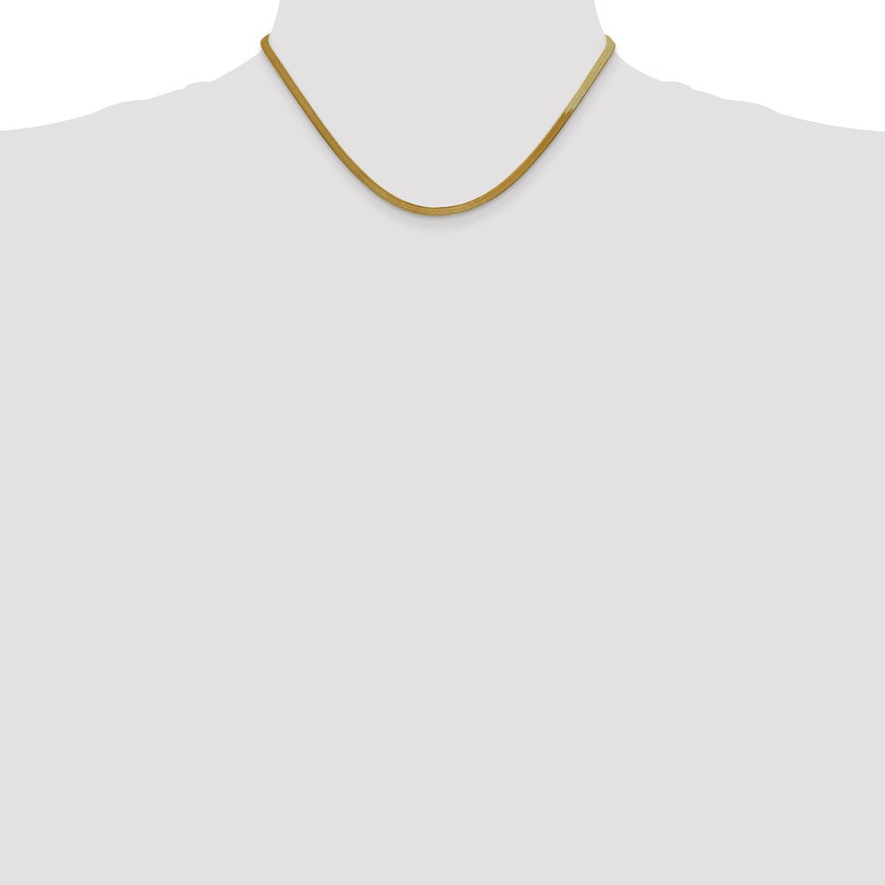 14K Yellow Gold 16 inch 3mm Silky Herringbone with Lobster Clasp Chain Necklace