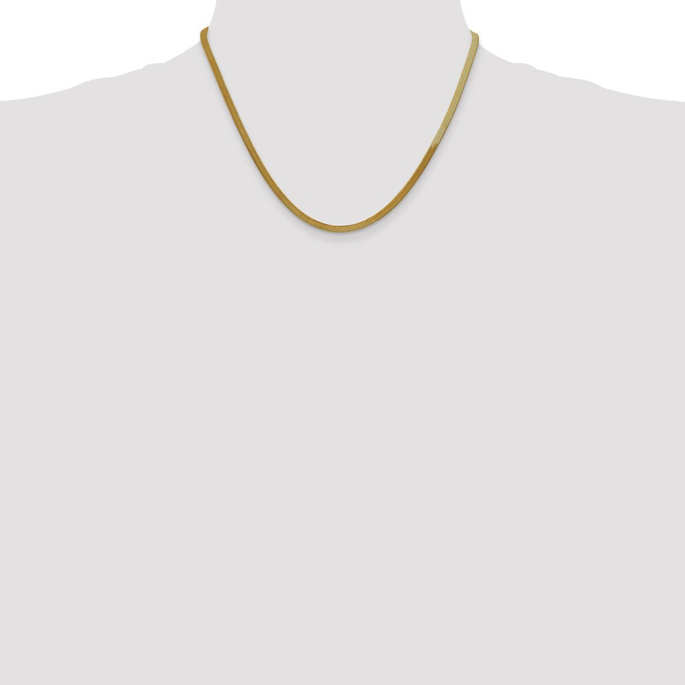 14K Yellow Gold 18 inch 3mm Silky Herringbone with Lobster Clasp Chain Necklace