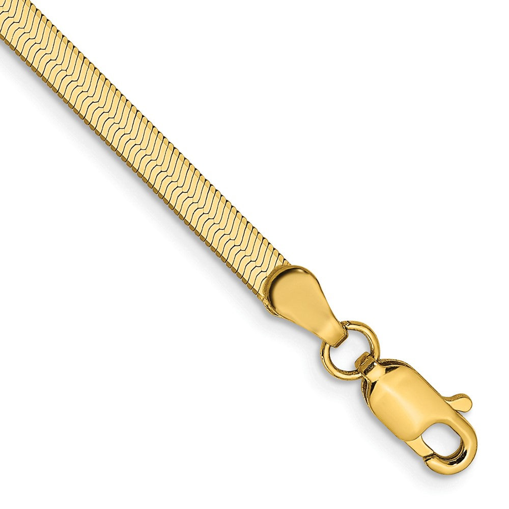 14K Yellow Gold 7 inch 3mm Silky Herringbone with Lobster Clasp Bracelet