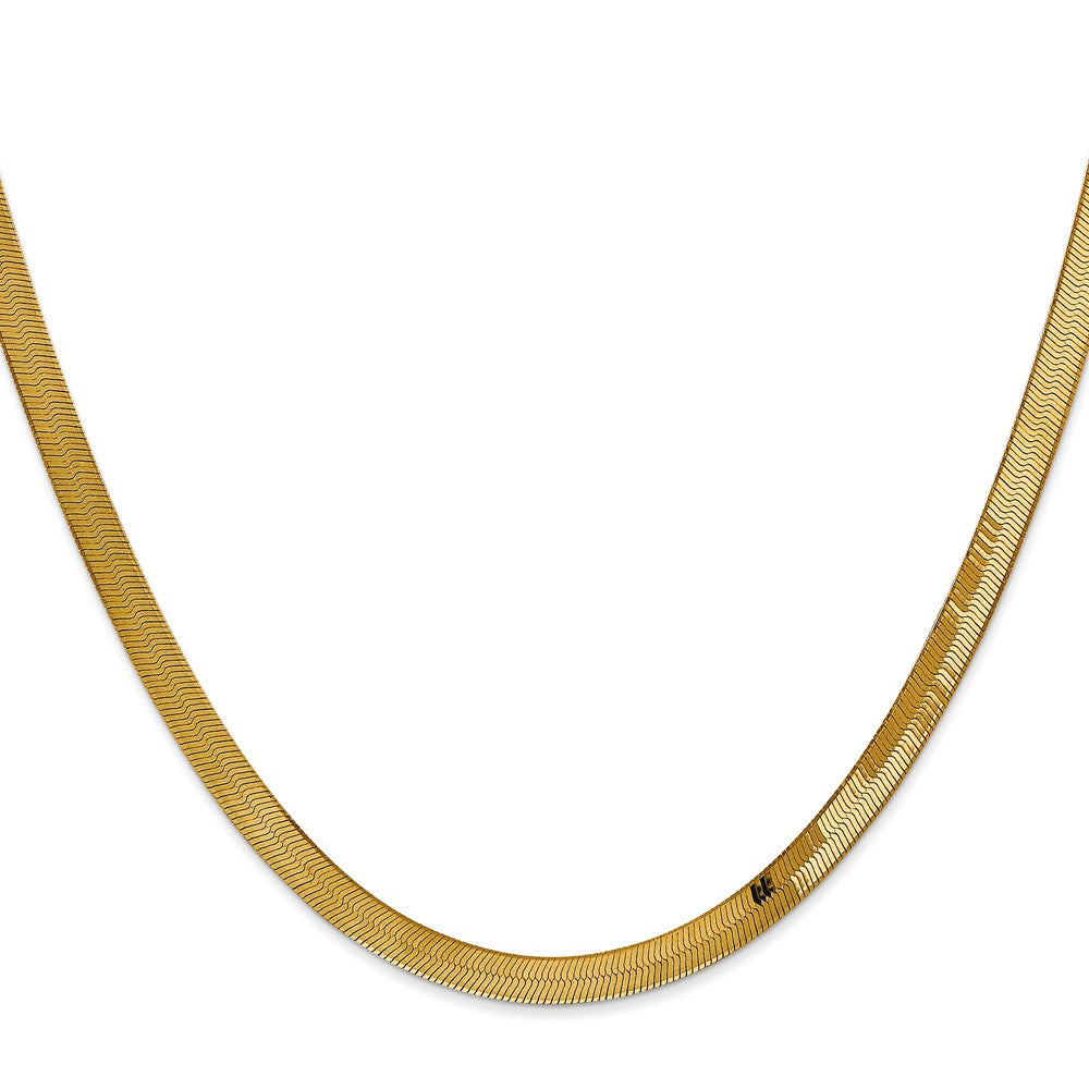 14K Yellow Gold 18 inch 4mm Silky Herringbone with Lobster Clasp Chain Necklace