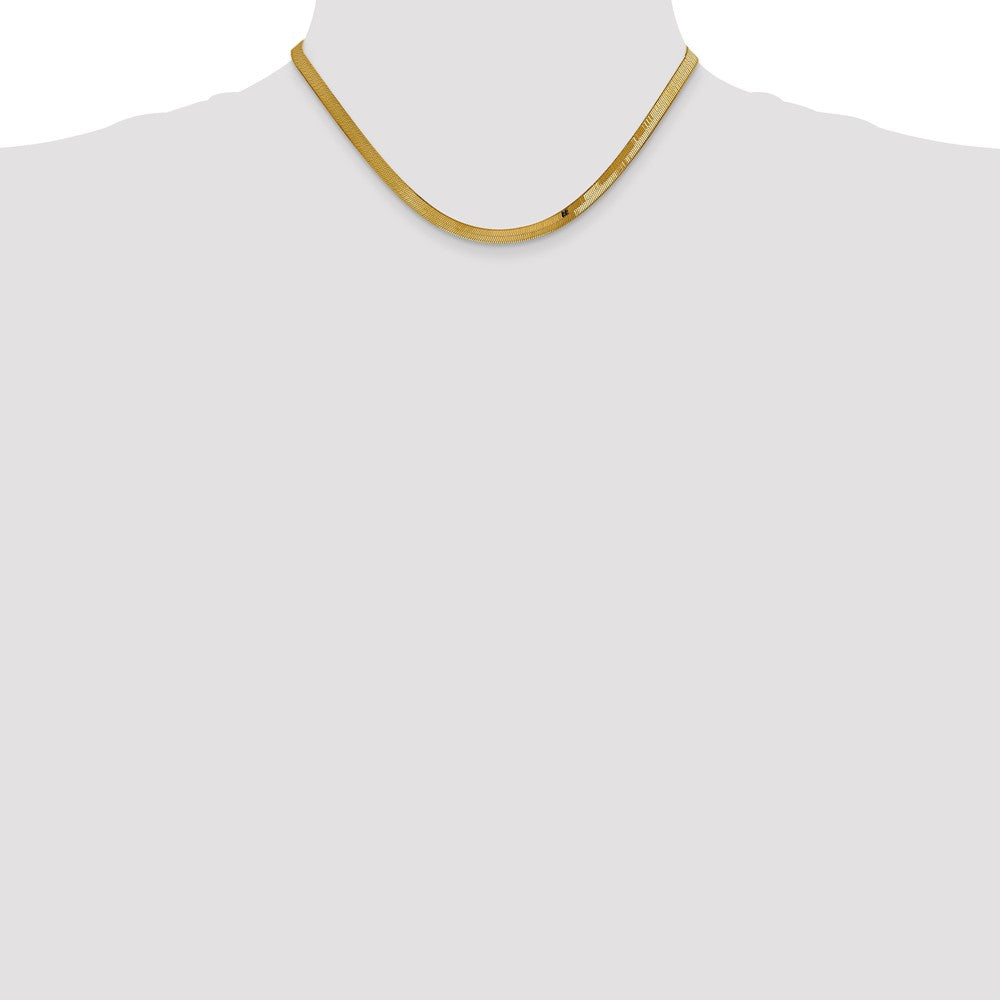 14K Yellow Gold 16 inch 4mm Silky Herringbone with Lobster Clasp Chain Necklace