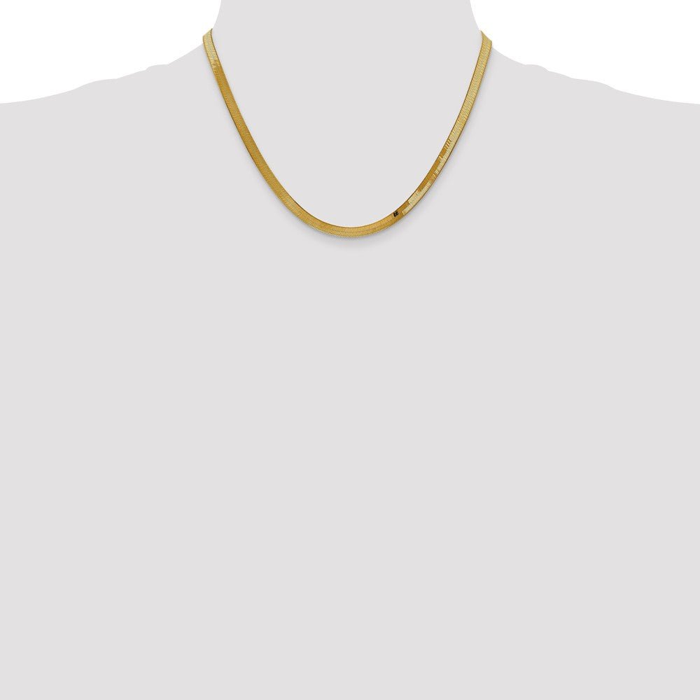 14K Yellow Gold 18 inch 4mm Silky Herringbone with Lobster Clasp Chain Necklace