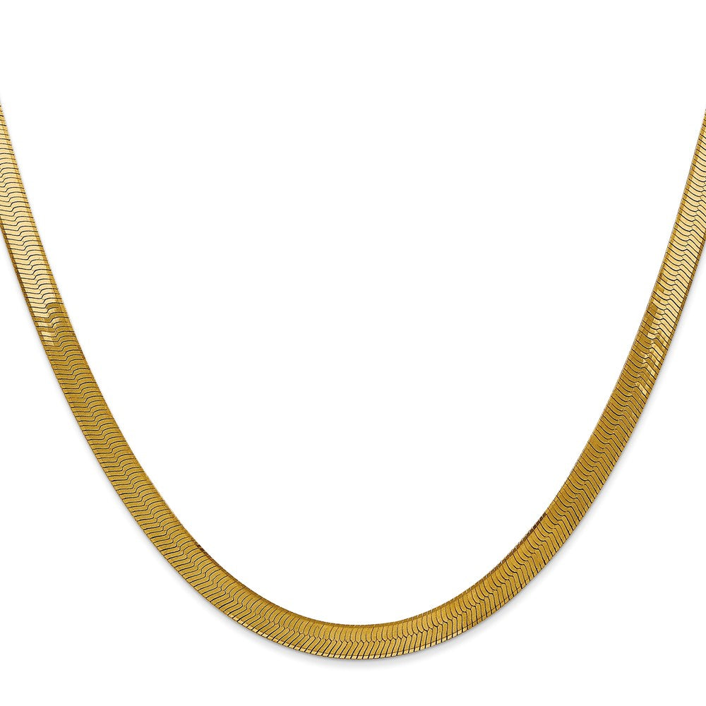 14K Yellow Gold 18 inch 5mm Silky Herringbone with Lobster Clasp Chain Necklace