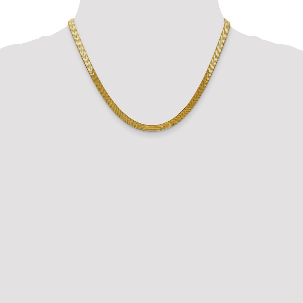 14K Yellow Gold 18 inch 5mm Silky Herringbone with Lobster Clasp Chain Necklace