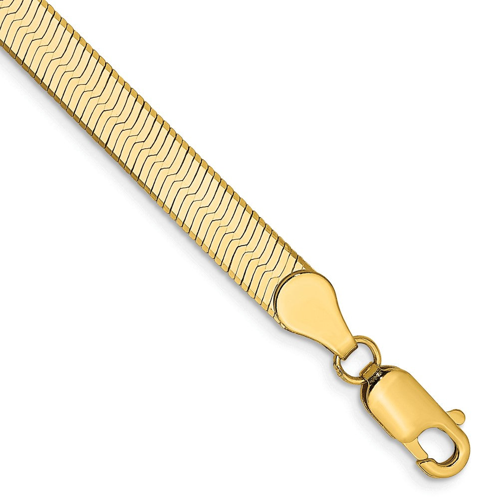 14K Yellow Gold 8 inch 5mm Silky Herringbone with Lobster Clasp Bracelet