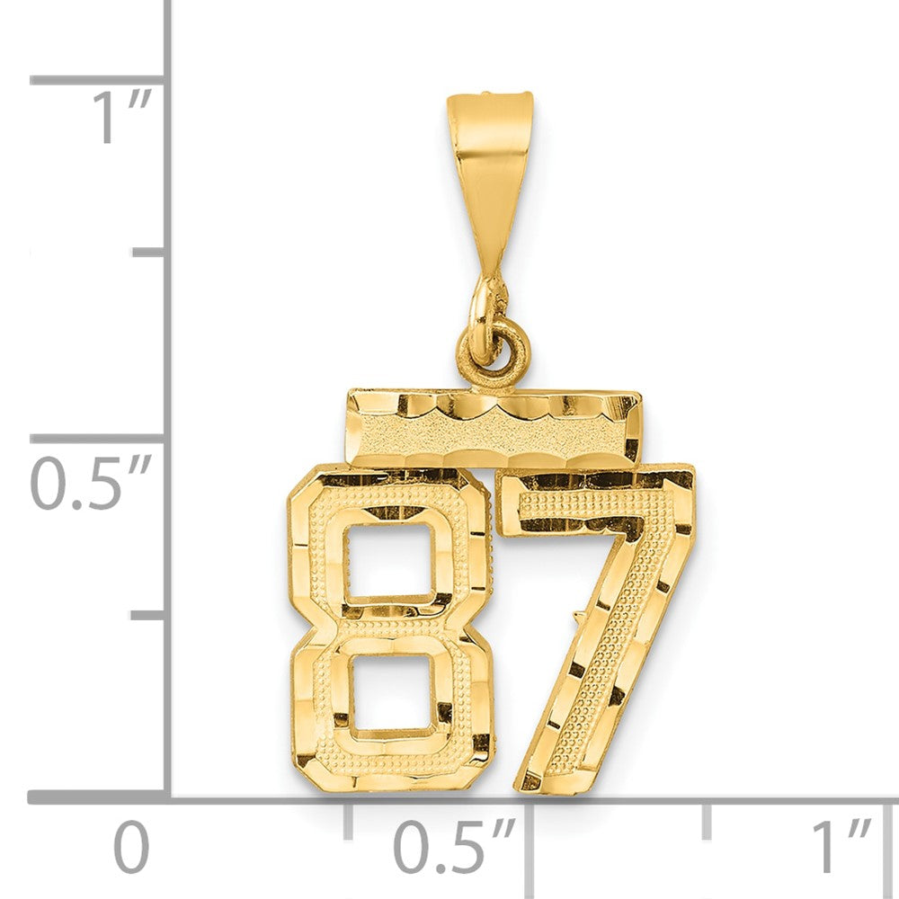 14k Yellow Gold Small Brushed Diamond-cut Number 87 Charm