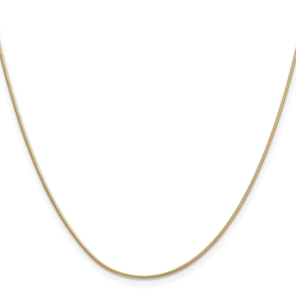 14K Yellow Gold 16 inch .9mm Round Snake with Lobster Clasp Chain Necklace