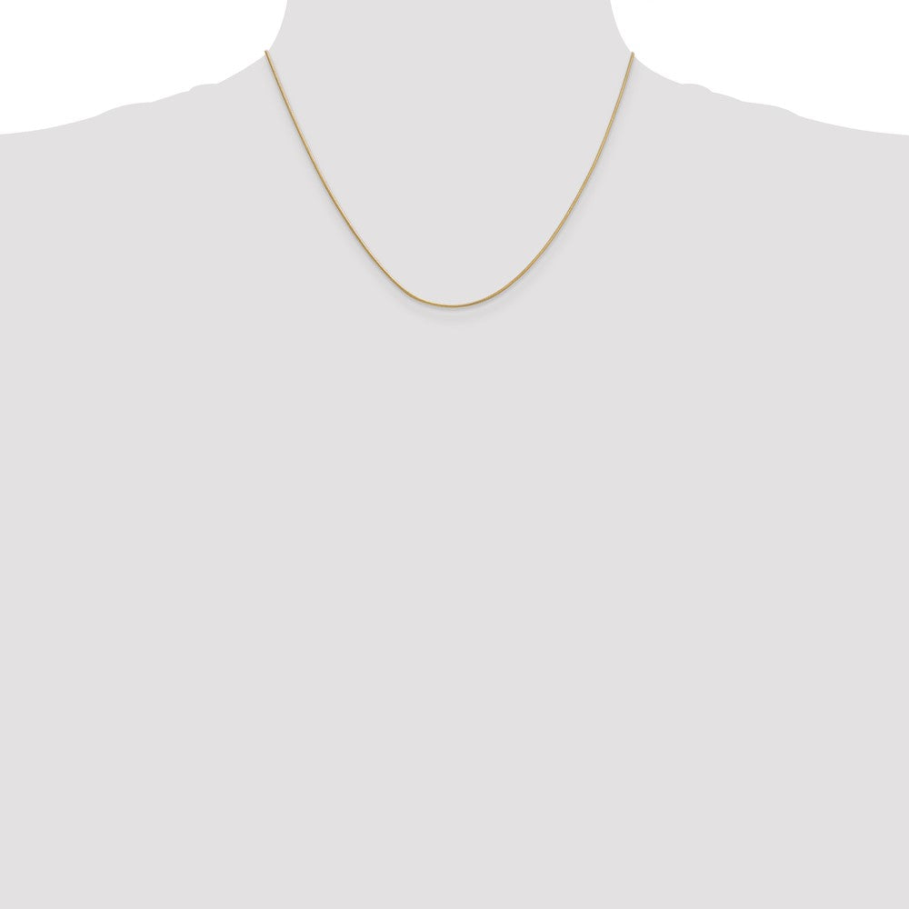 14K Yellow Gold 18 inch .9mm Round Snake with Lobster Clasp Chain Necklace