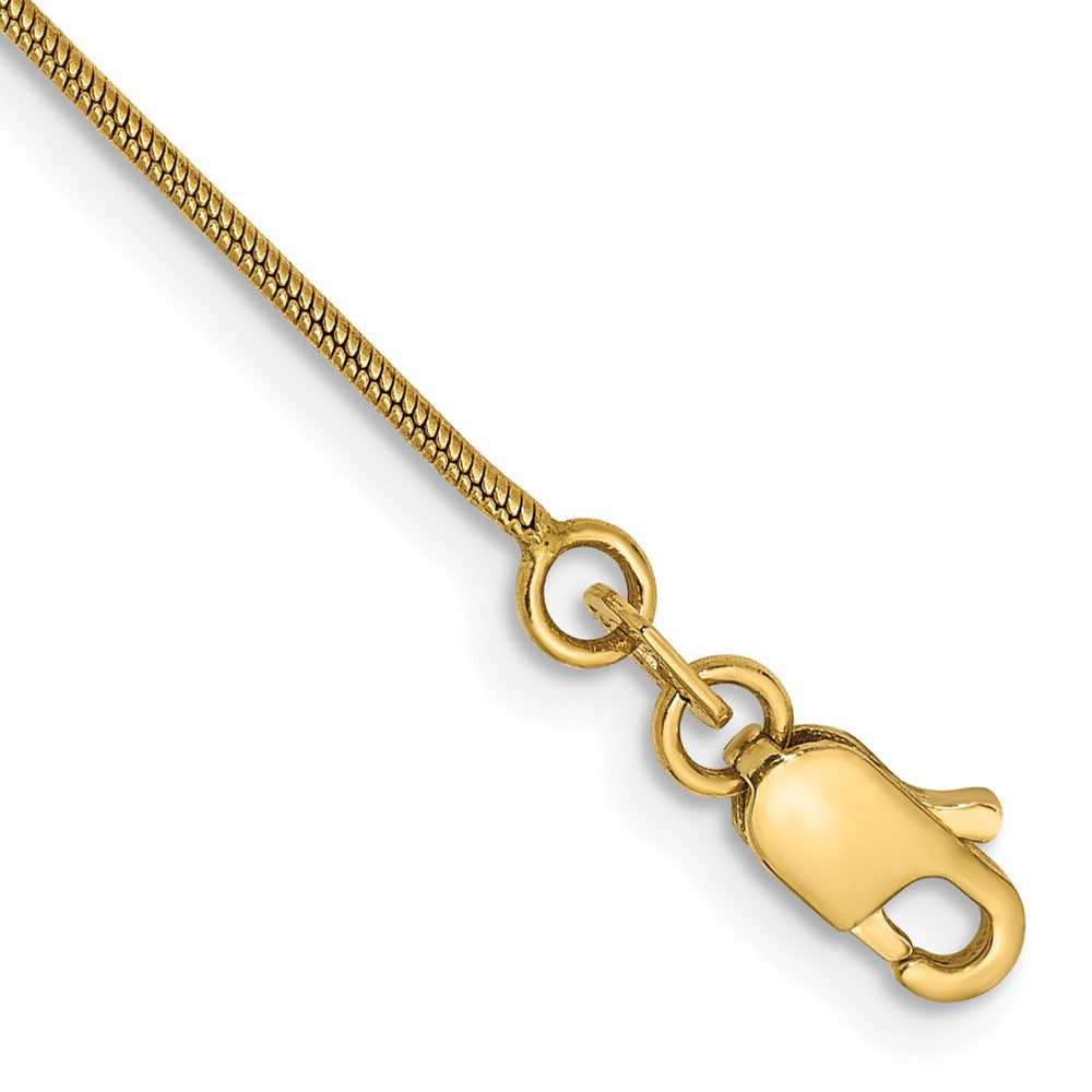 14K Yellow Gold 7 inch .9mm Round Snake with Lobster Clasp Bracelet