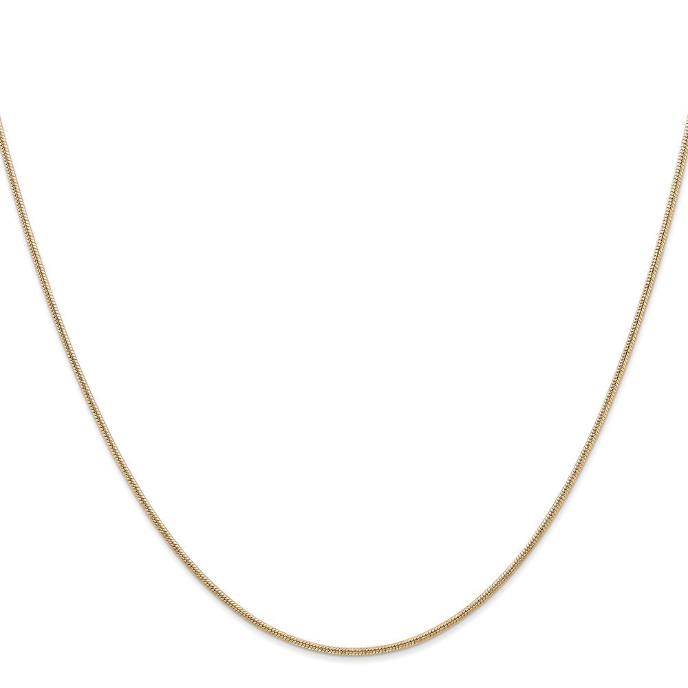 14K Yellow Gold 16 inch 1.4mm Round Snake Lobster Clasp Chain Necklace