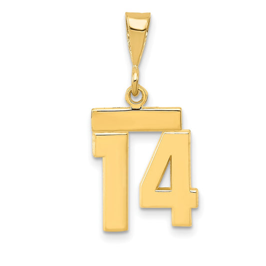 14k Yellow Gold Small Polished Number 14 Charm