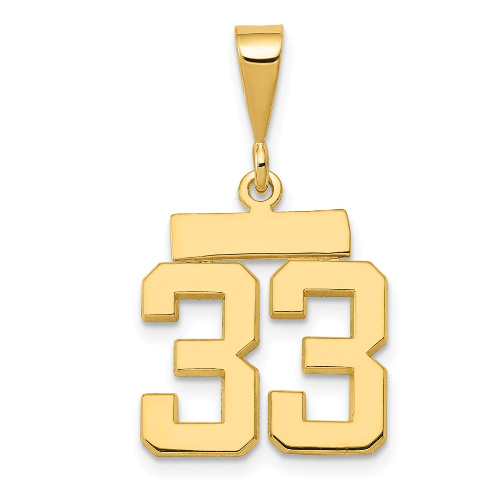 14k Yellow Gold Small Polished Number 33 Charm