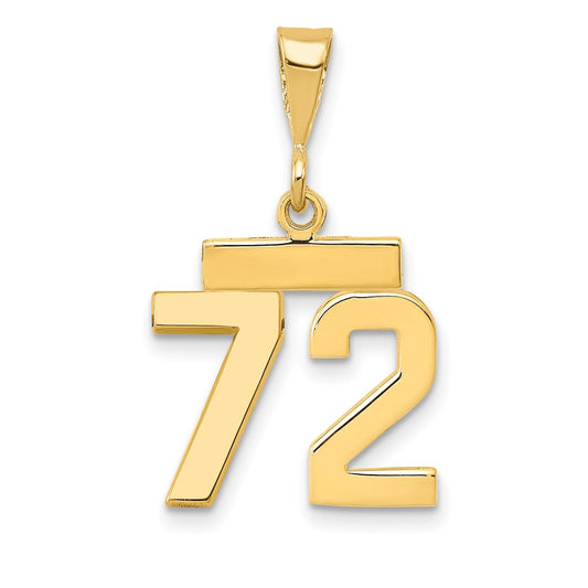 14k Yellow Gold Small Polished Number 72 Charm