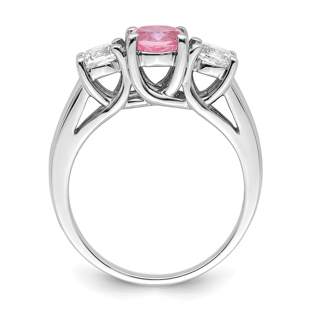 Survivor Collection Sterling Silver Rhodium-plated Clear Pink Swarovski Topaz Pamela Ring