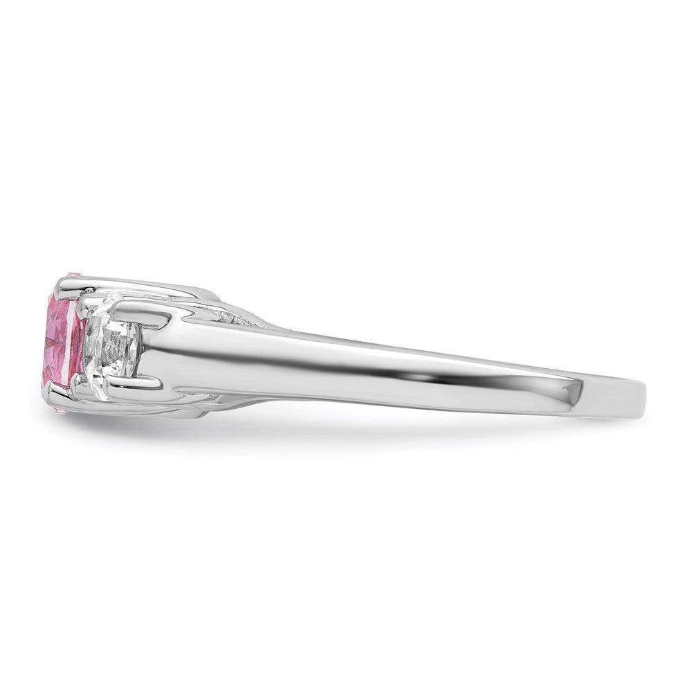 Survivor Collection Sterling Silver Rhodium-plated Clear Pink Swarovski Topaz Pamela Ring