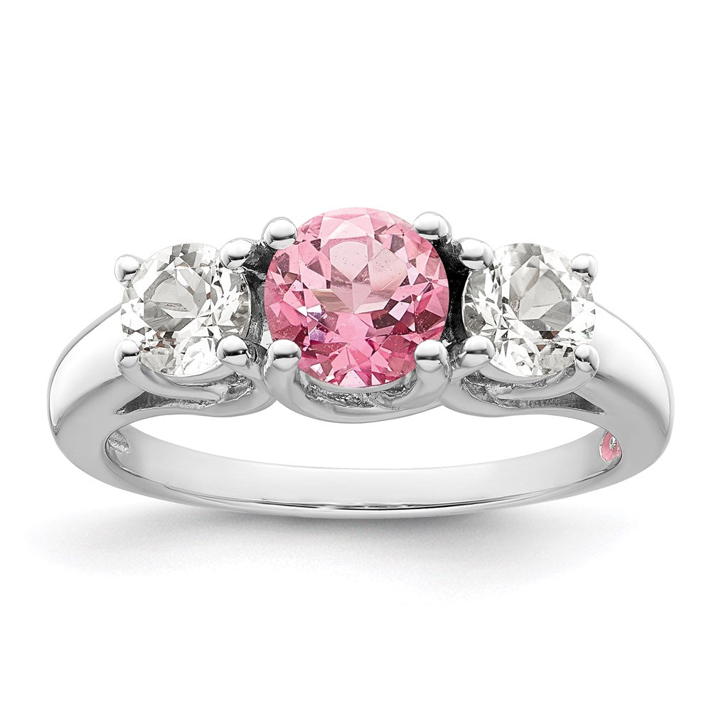 Survivor Collection Sterling Silver Rhodium-plated Clear Pink Swarovski Topaz Pamela Ring