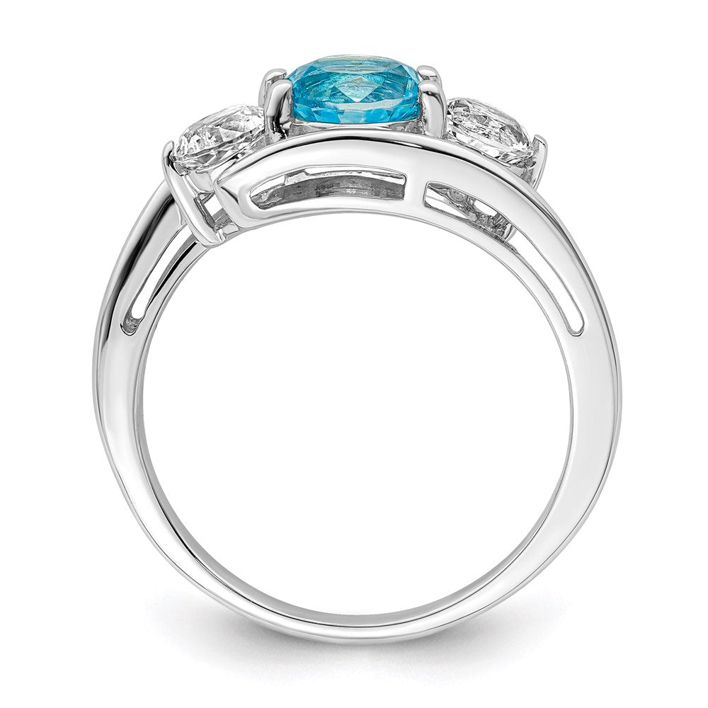 10k White Goldw Survivor Collection Clear & Blue Swarovski Topaz Sue Ring