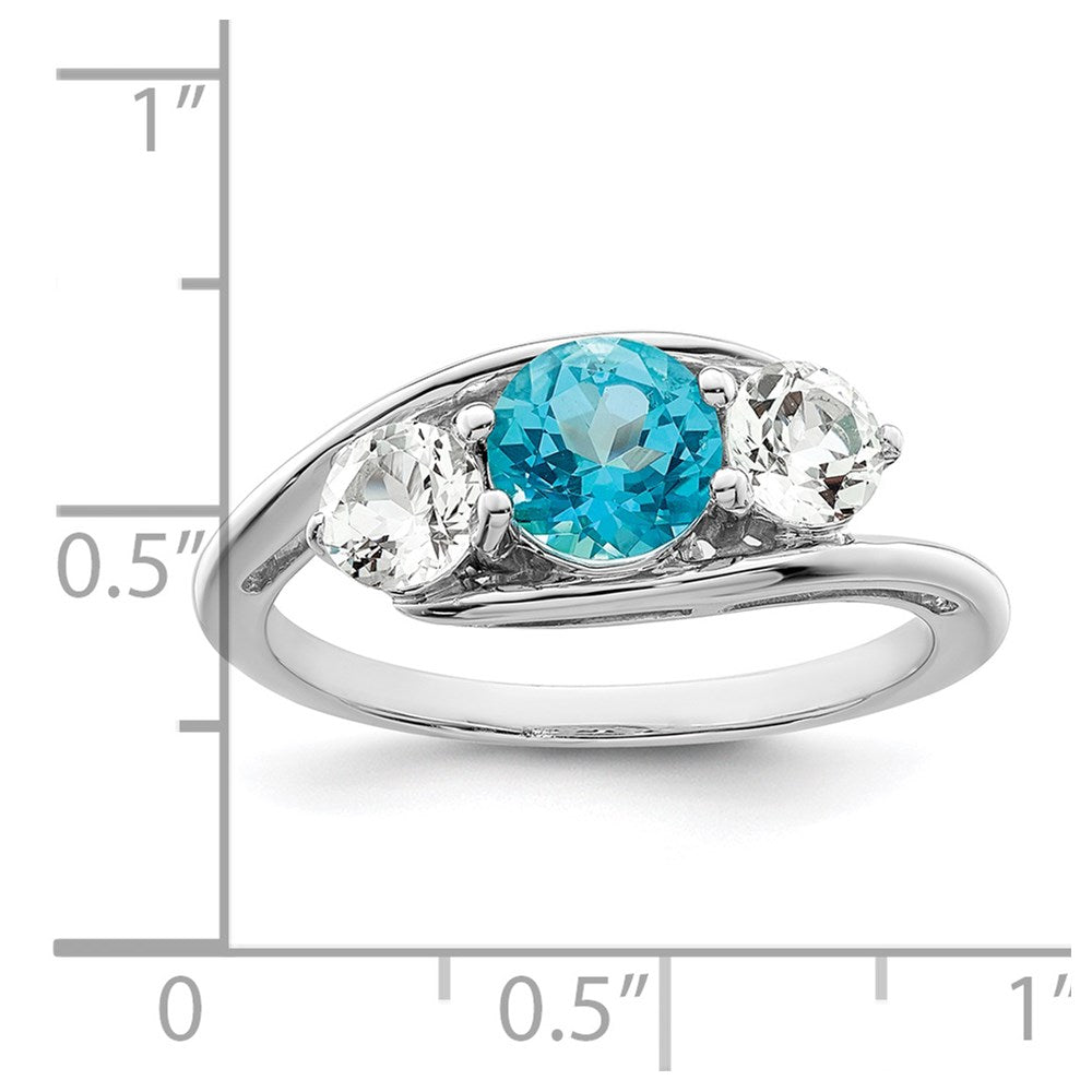 10k White Goldw Survivor Collection Clear & Blue Swarovski Topaz Sue Ring