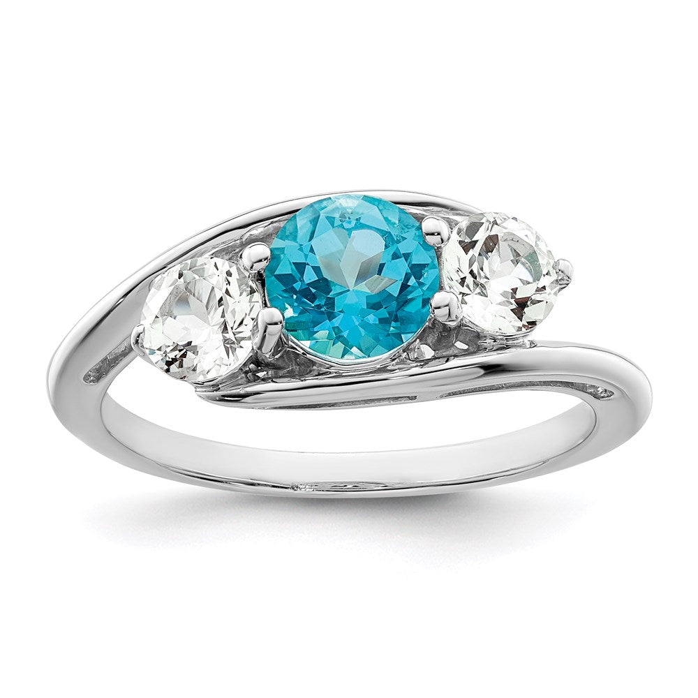 10k White Goldw Survivor Collection Clear & Blue Swarovski Topaz Sue Ring