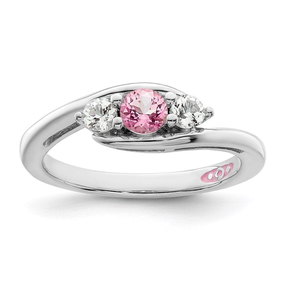 10K White Gold Survivor Collection Clear/Pink Swarovski Topaz Sue Ring