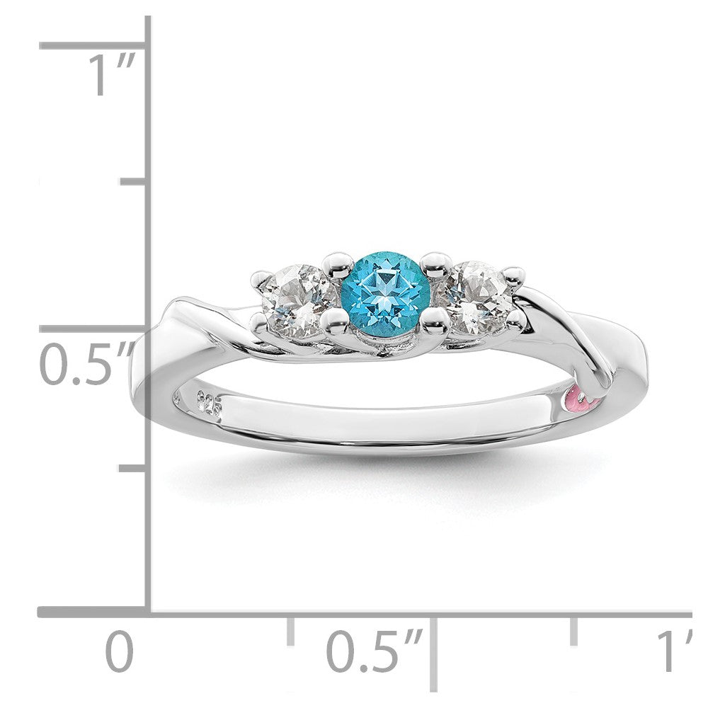 Survivor Collection Sterling Silver Rhodium-plated White and Blue Swarovski Topaz Joanna Ring