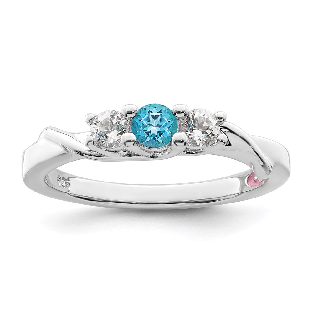 Survivor Collection Sterling Silver Rhodium-plated White and Blue Swarovski Topaz Joanna Ring