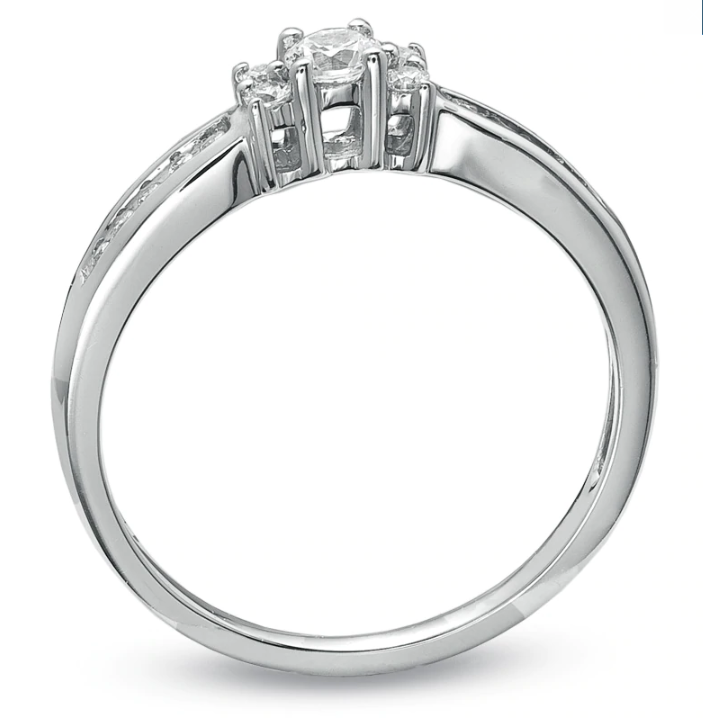 1/4 CT. T.W. Diamond Channel Engagement Ring in 14K White Gold Plated Sterling Silver