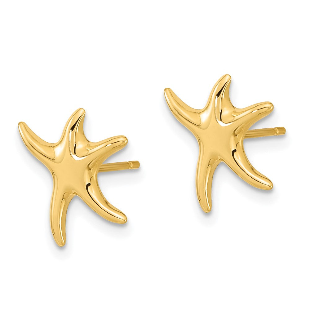 14k Yellow Gold Polished Starfish Post Earrings