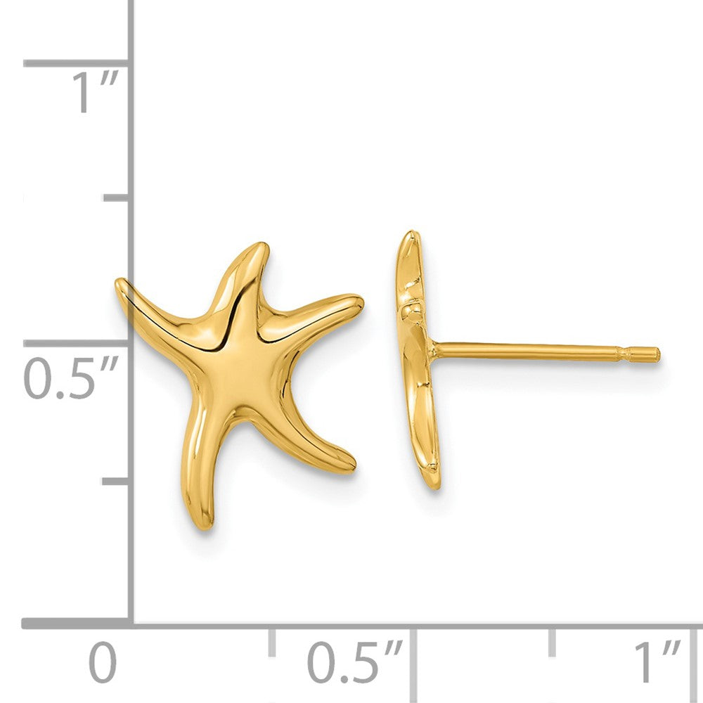 14k Yellow Gold Polished Starfish Post Earrings